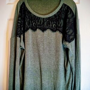 Chic Olive Lace Detail Women's Tunic